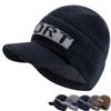 New Style Fashion Winter Hat Fur Lined Beanie Warm Brim Cap Stylish Hats For Men Outdoor Thicken Ski Sports Knitted Warm Hat