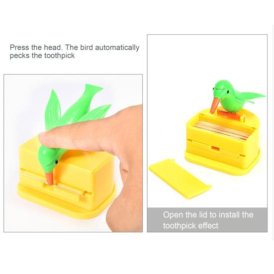 Woodpecker Toothpick Dispenser Smooth Edge Burr-Free Cute Little Bird Push-Type Automatic Toothpick Holder Decor