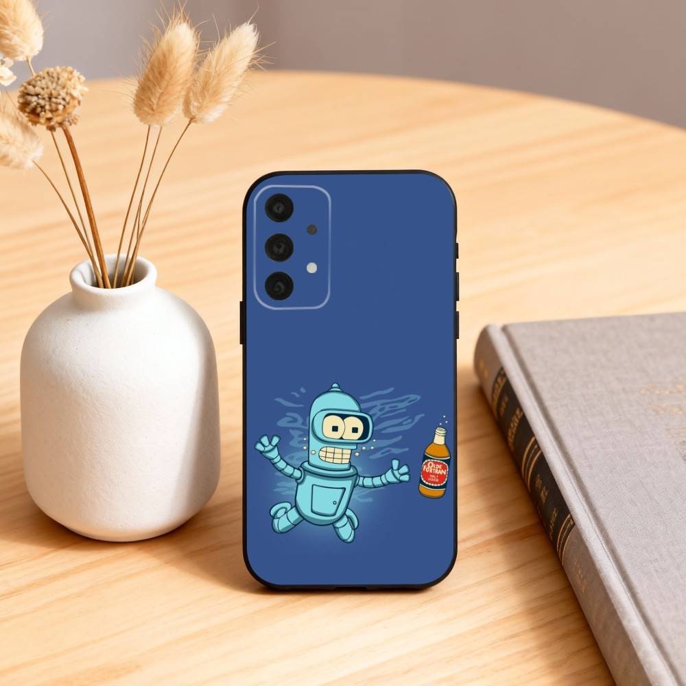 Futurama Смешной Бендер Чехол для телефона для Samsung S25,24,23,22,30,21,10,9,Ultra,Plus,Lite,FE,4,5 G Мягкий черный чехол