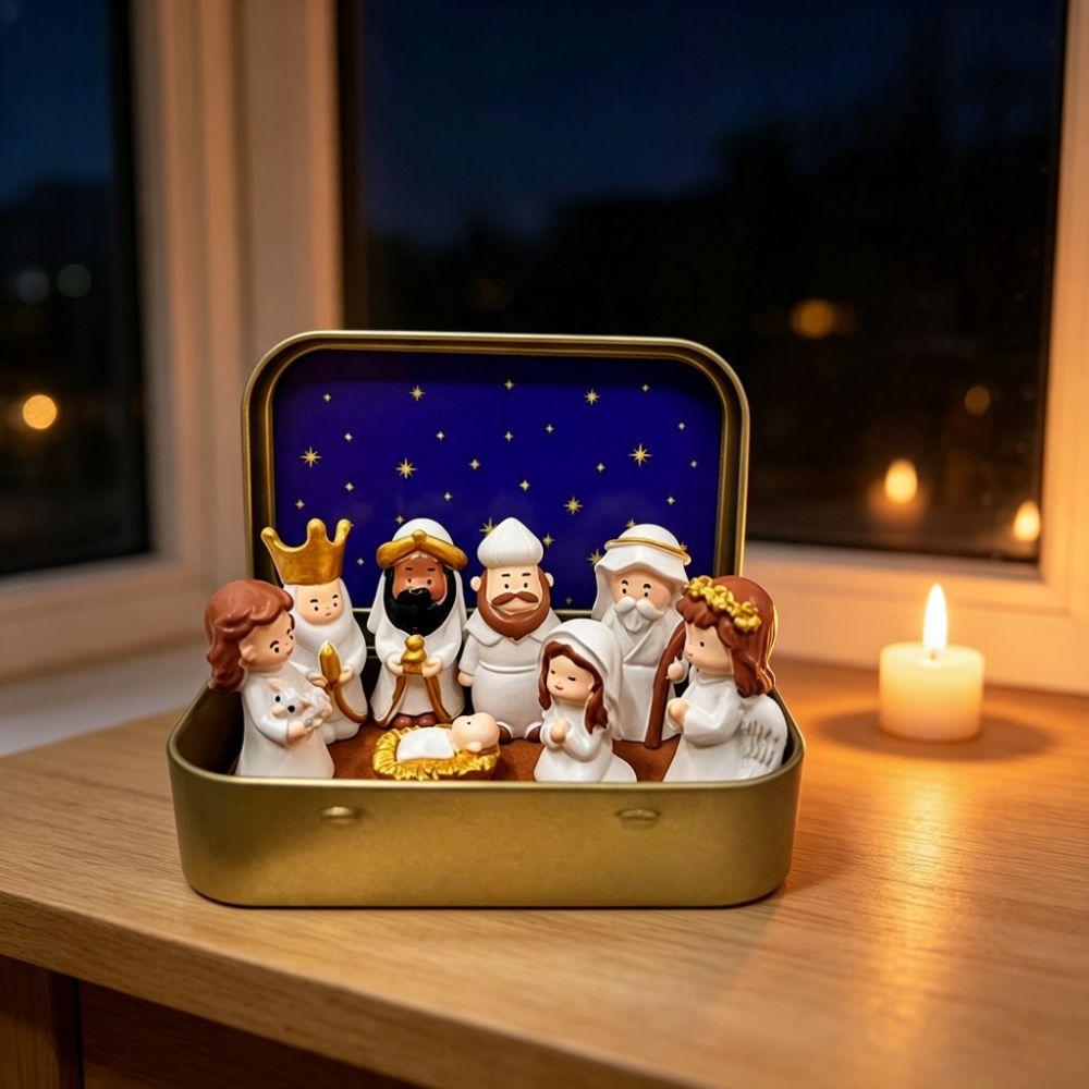 Holy Family Nativity Manger Scene Kit Shepherd Animal Xmas Manger Ornaments Christmas Gifts