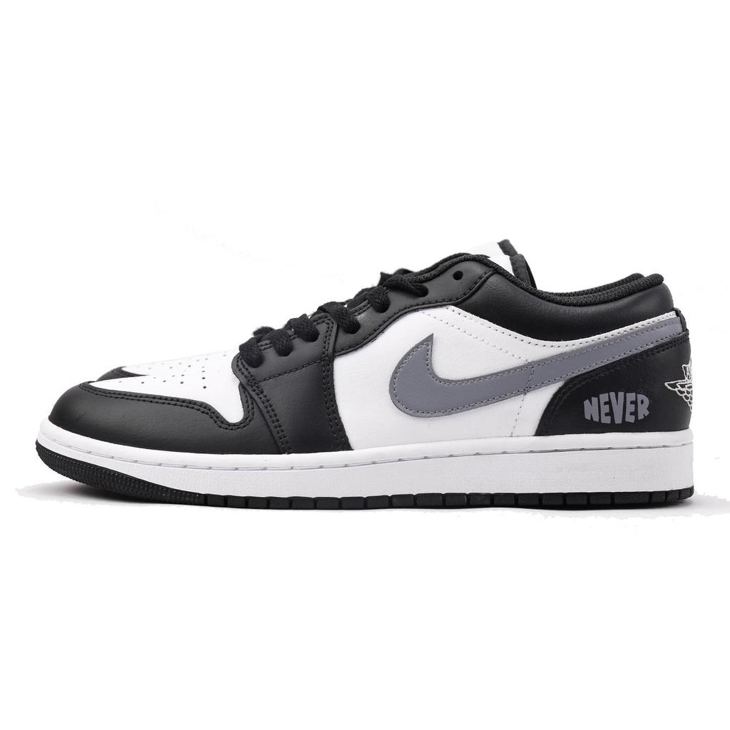 Jordan Air Jordan 1 Нескользящие Устойчивые к истиранию Низкие Винтажные Баскетбольные Кроссовки Мужские Черные Белые Серые 553558-132(Команда59-)