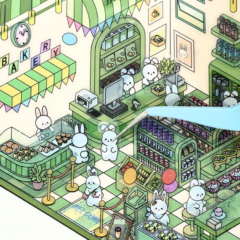 Мультфильм 3D Ландшафтный дизайн Наклейки Миниатюрная сцена Сделай Сам Сцена из домика Складывание и наклеивание Ручной счет Милый подарок для ребенка