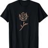 Animal Print Leopard Print Rose with Stem Design T-Shirt