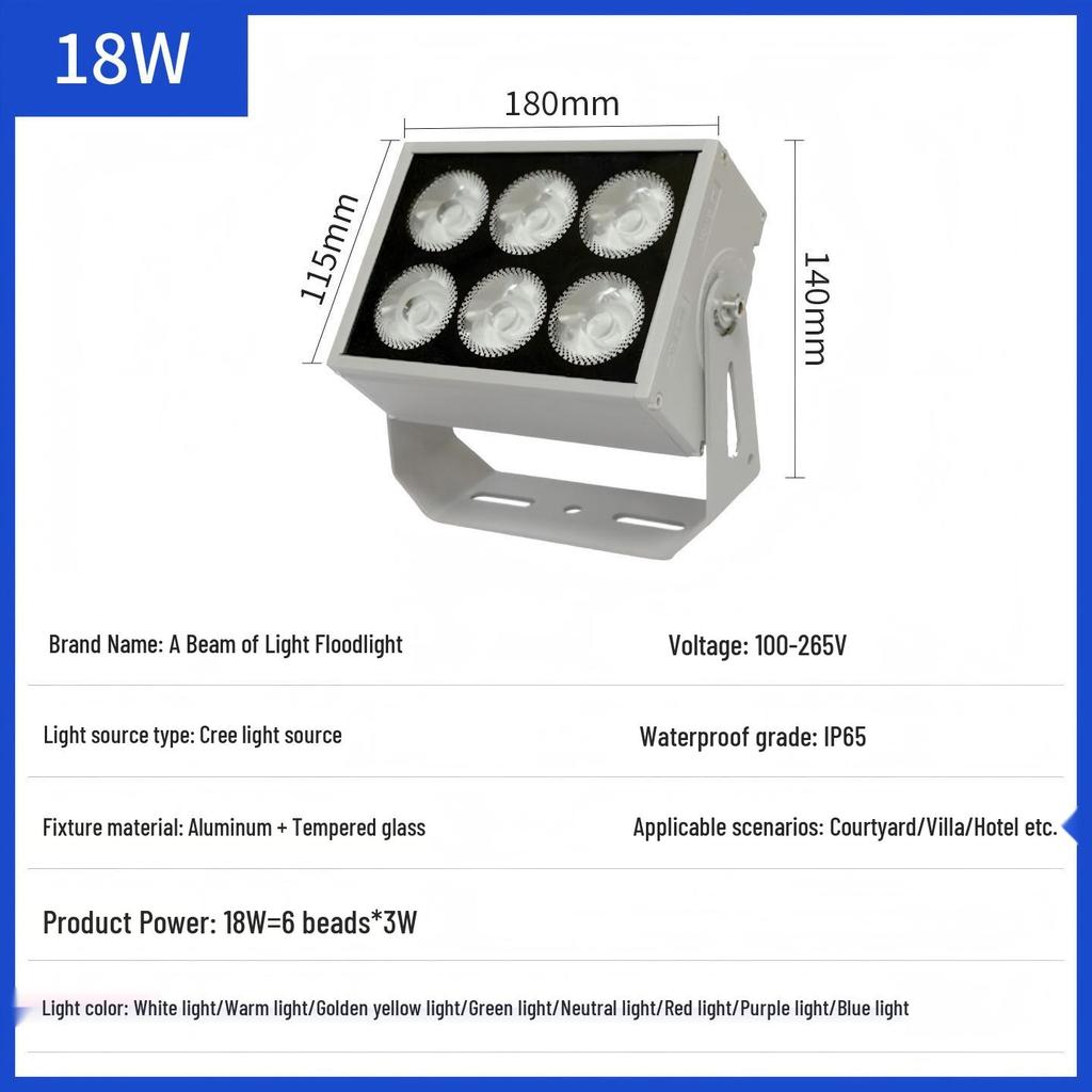 LED Floodlight Outdoor Waterproof Spotlight for Wall, Pillar, or Tree