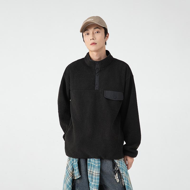 Мужская новая зимняя стильная японская уличная повседневная пара из вулканического бархата, модный брендовый свободный утолщенный теплый топ для мужчин