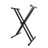 X Style Piano Keyboard Stand Adjustable and Portable Heavy Duty Music Stand with Anchoring Strap Black