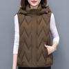 Winter Women Vests Hooded Thick Warm Sleeveless Parka Woman Casual Short Coats