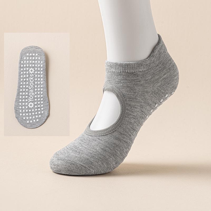 Женские нескользящие силиконовые носки для йоги и пилатеса - Дышащие, Влагоотводящие, С открытой пяткой