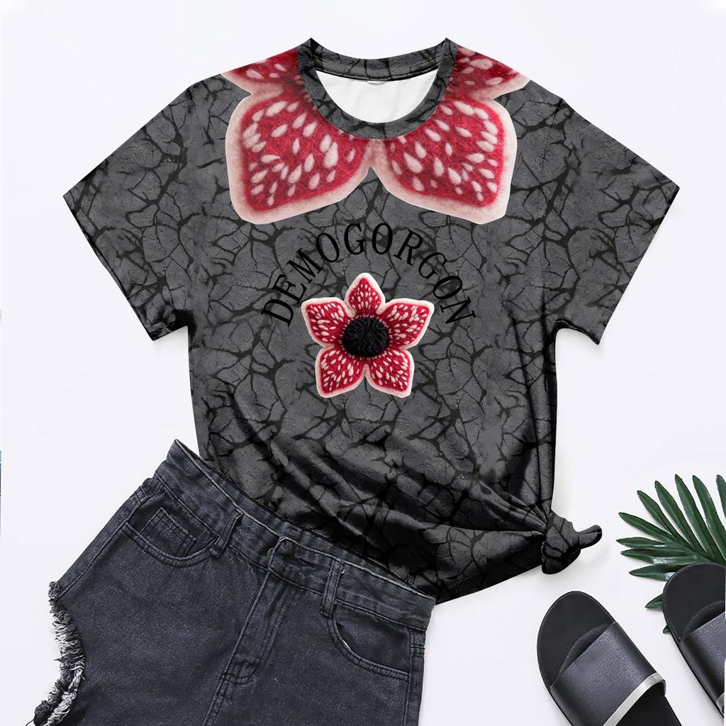 Модные топы с круглым вырезом, рукавами реглан и коротким рукавом, рабочая одежда с принтом, женские летние топы