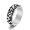 Black Stainless Steel Rotating Ring with Nordic Inscription Mens Vintage Fashion Jewelry