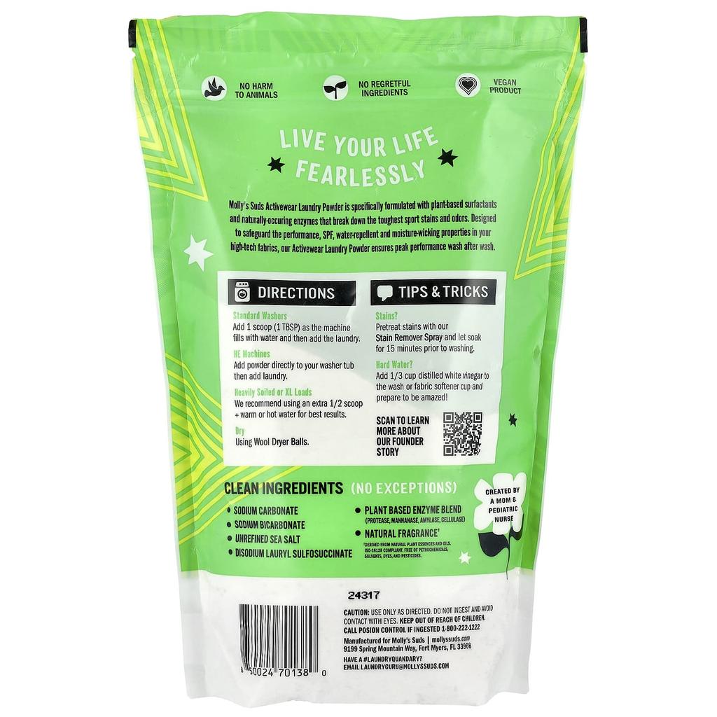 Molly's Suds Стиральный порошок для спортивной одежды, Sport Fresh, 1,7 кг(60 унций)