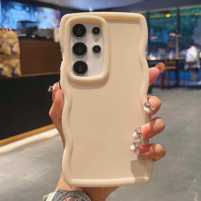 Luxury Wavy Pattern Candy Phone Case For Samsung S24 S23 S22 Ultra Plus A55 A54 A53 A52 S21FE S20FE Soft Silicone Cases Cover
