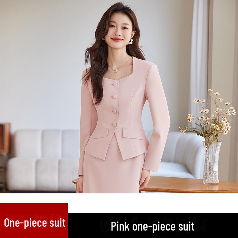 Женский профессиональный костюм с юбкой и длинным рукавом Busaron 2024 года — официальная рабочая одежда для собеседований и продаж.