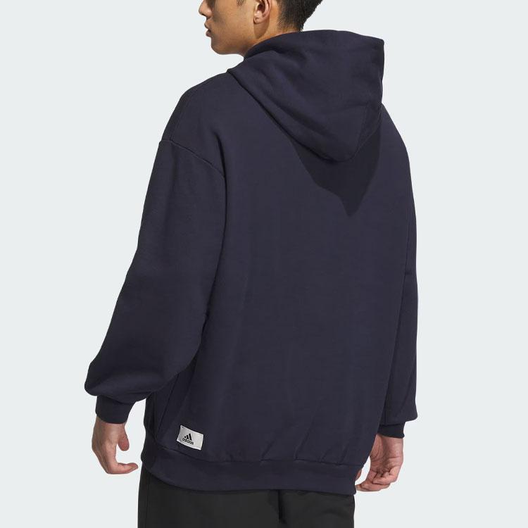 adidas Men's Navy Blue Loose Casual Hooded Sweatshirt IZ1604