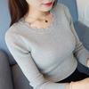 HOUZHOU Slim Sweaters Women Knitted Sweater Long Sleeve Vintage Elegant Winter White Female Ruffle Pullover
