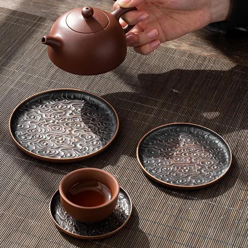 Ретро Сплав Круглый Квадратный Подставка Аксессуары для Чайного Набора Узор Счастливое Облако Подставка для Чашки Изоляционная Подкладка Коврик для Кофе Украшение Стола