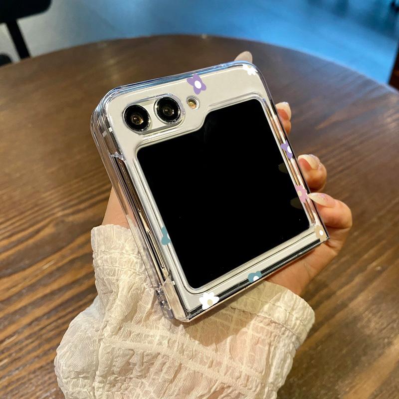 Little Love Heart Transparent Case For Samsung Galaxy Z Flip6 Flip5 Flip4 Folding Hard Phone Cover For Samsung Z Flip 6 5 4 3 5G