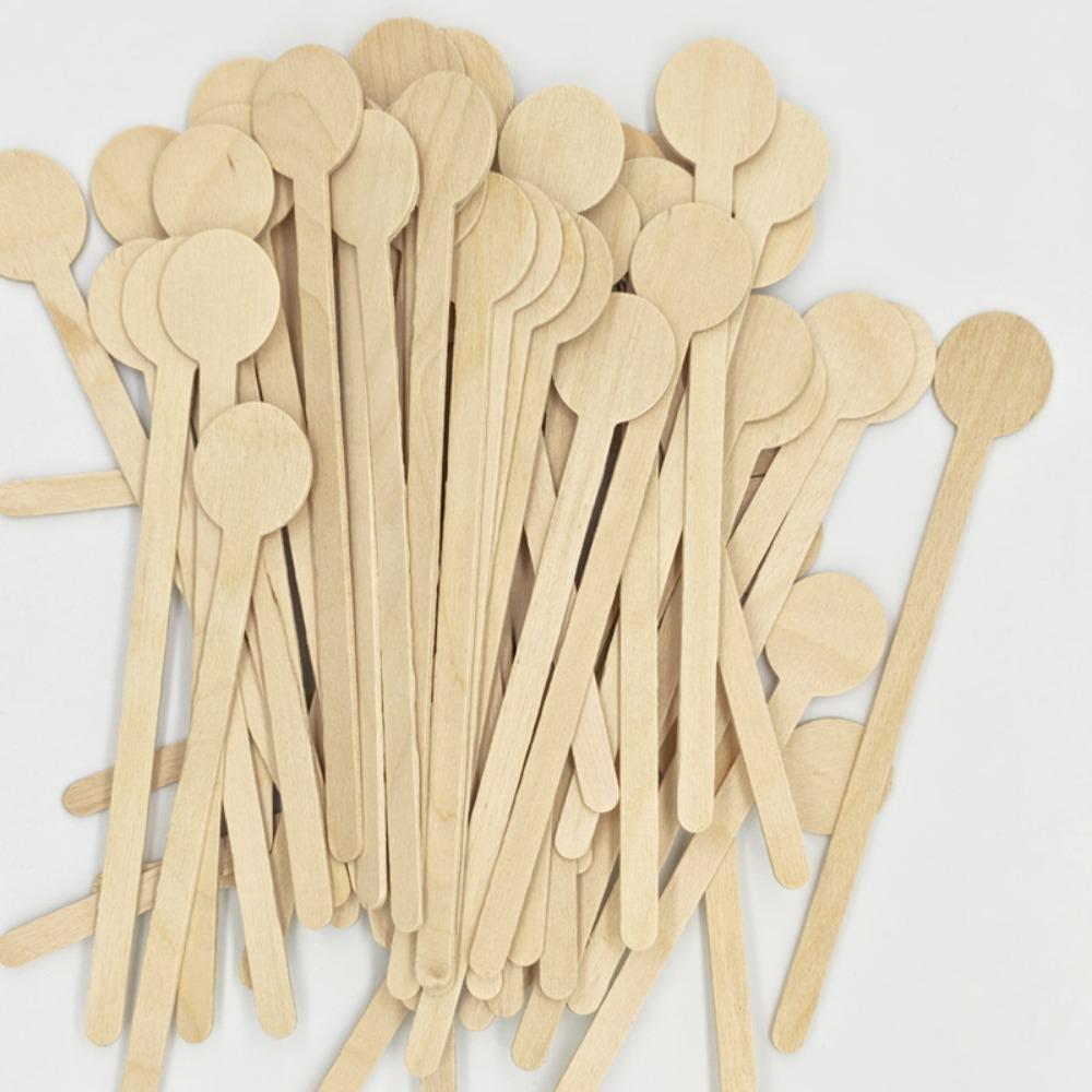 100 Pcs Disposable Coffee Stirrer Sticks Round Head Coffee Swizzle Stick  Drink Shop