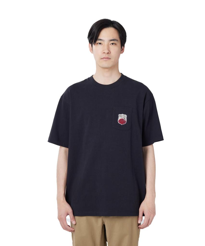 Snow Peak Trad Label Pocket Heavy T-Shirt SPTL-TS-26SU906, Black, Size M. Unisex heavyweight short-sleeve tee with a chest pocket.