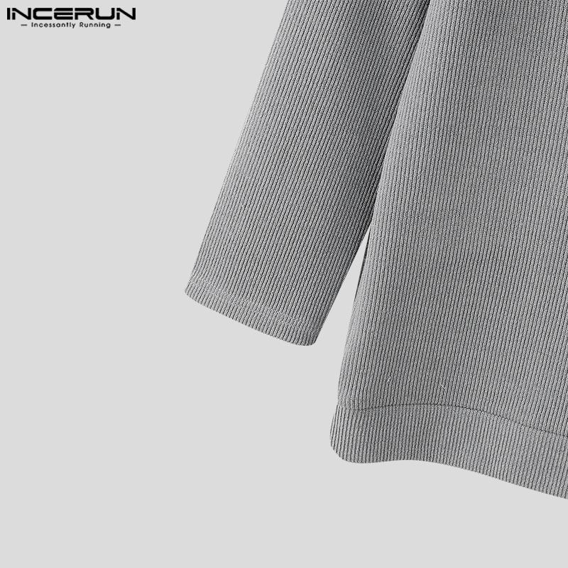 INCERUN Зима Осень Мужчины Отворот Шеи Длинный Рукав Вязаные Свитера Повседневные Пуловеры