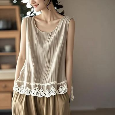 Безрукавки хлопковые свободные футболки с бретельками через шею женские летние безрукавки тонкие эластичные принтованные безрукавки