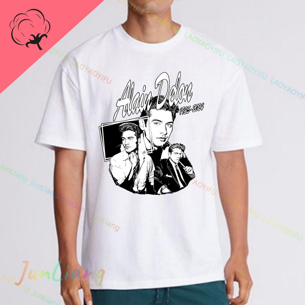 Alain Delon Unisex Tshirt 100 Cotton Short Sleeve Casual New Y2k Graphic Tee Unisexs Shirts Womens Tshirts Aesthetic Clothing