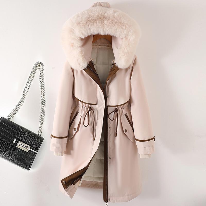 Faux Fur Collar Long Jackets for Women Winter New Liner Detachable Female Padded Coat Winter Korean Style Parkas Hooded