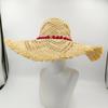 Summer Straw Hat Pearl Pin Women's Summer Seaside Sunshade Hollow Groove Flat Top Straw Hat  Sombrero