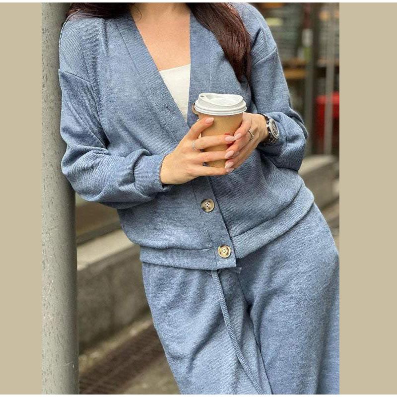 2025 Spring and Autumn New Fashion Single-breasted Casual Suit Cardigan Top Lace-up Pants Two-piece Women's Clothing