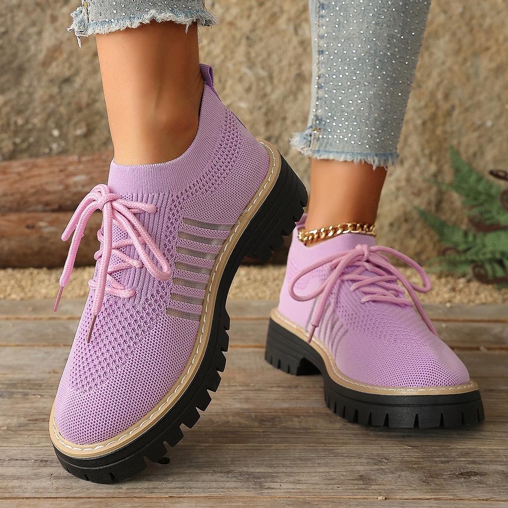Plus Size Shoes for Women 36-43 Summer Spring 2026 Women Mesh Breathable Comfortable Lace Up Platform Flats Sneakers Women