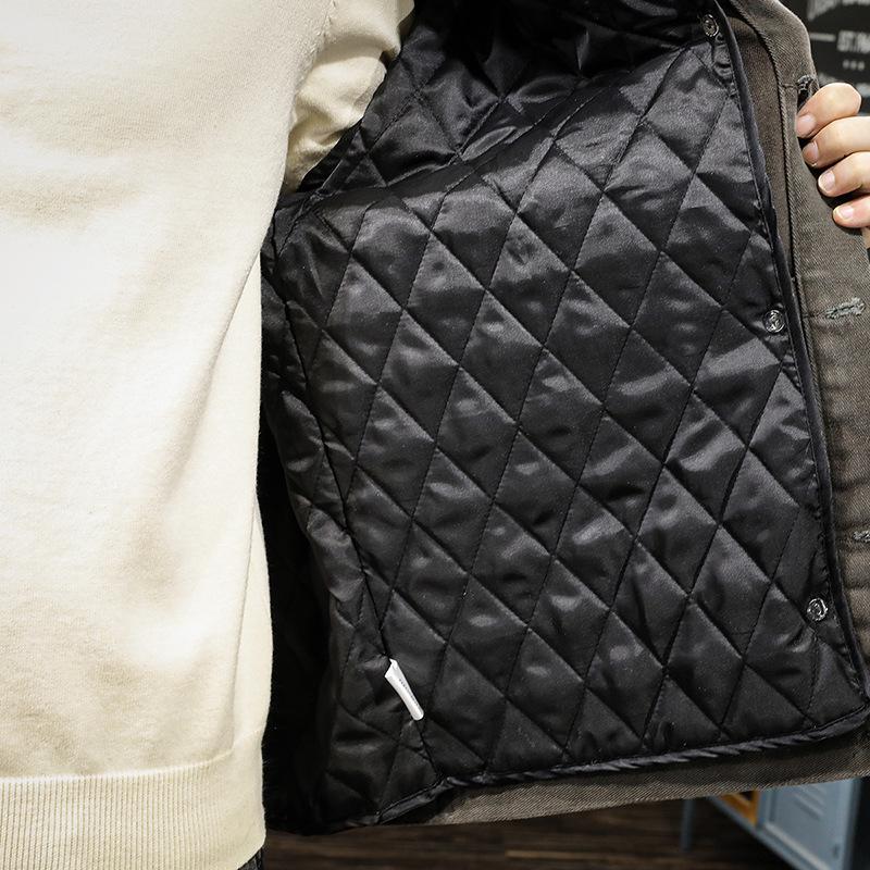 Зимняя модная брендовая мужская джинсовая куртка из плотной ткани свободного покроя, большого размера, повседневная хлопковая утолщенная куртка для инструментов