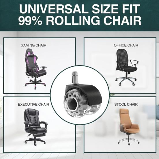 2-дюймовое прозрачное колесо для офисного кресла, прочное, универсальное, тихое, для полов из твердой древесины, ковер, компьютерный игровой стол, роликовое кресло, замена роликов