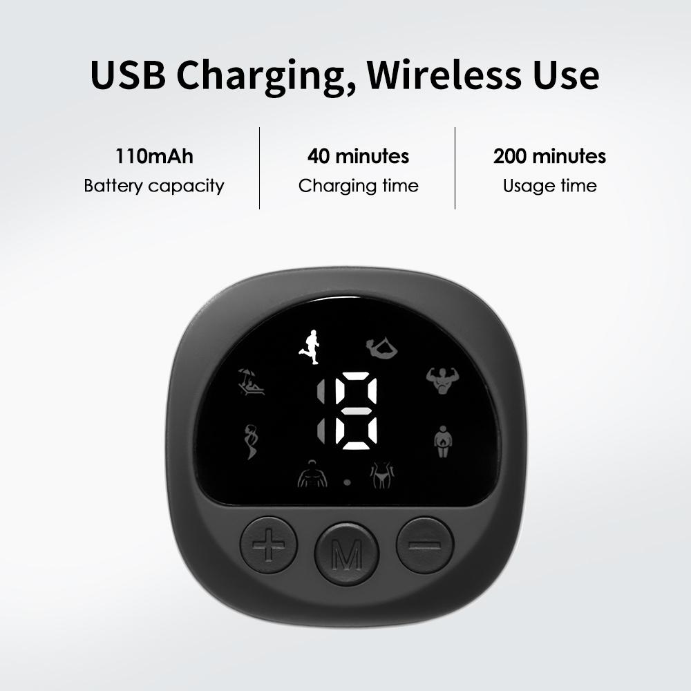 EMS Muscle Stimulator Abs Abdominal Trainer Toning Belt USB Recharge Body Belly Weight Loss Home Gym Fitness Equiment Unisex