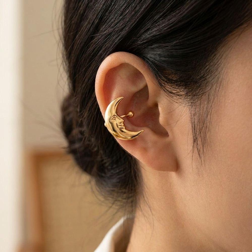Flower C Shape Ear Cuff Silver Starfish Shell Ring Clip Simple Ear Buckle Daily