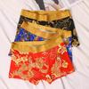 "Dragon Print Men's Red Boxer Briefs - Pure Cotton, Zodiac Design, Plus Size"