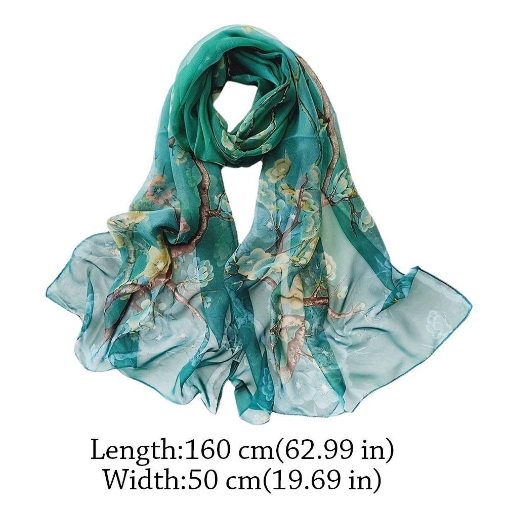 Breathable Silk Scarf Sun-Resistant Long Wraps Summer Bandana for Women