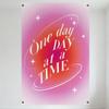 One Day At a Time Motivational Metal Tin Sign Pink Orange Gradient Sparkle Wall Decor for Home Office Inspirational Quote Art Pl
