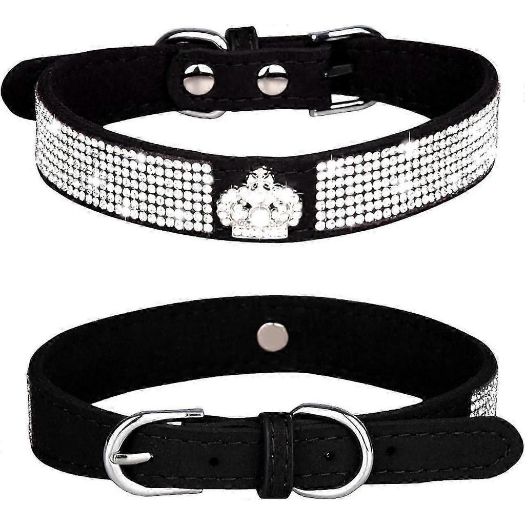 2025 Latest Model (M, Black) Rhinestone Dog Collar, Cute and Dazzling Soft Suede