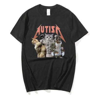 Футболка Buff Cats Autism Memory для фитнеса, спортзала, моды, хип-хопа, с коротким рукавом, женская летняя удобная футболка