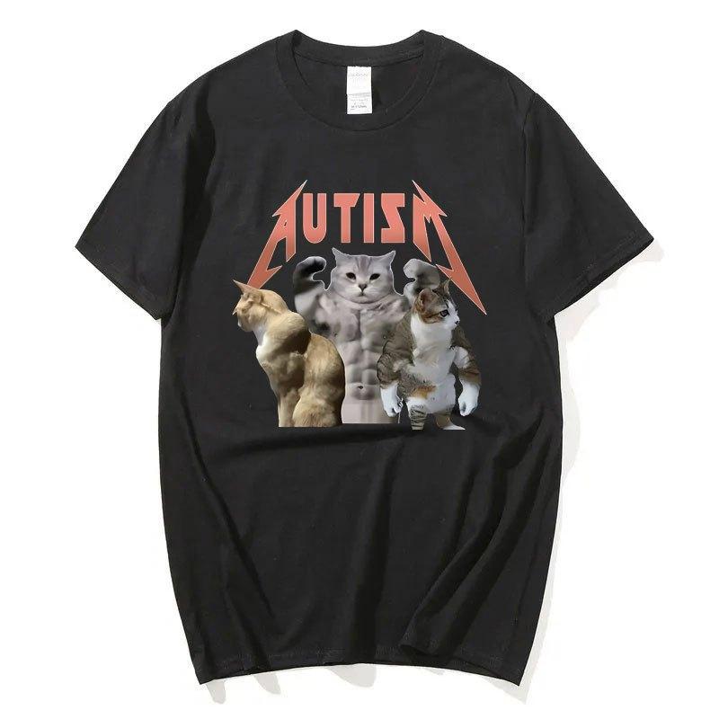 Футболка Buff Cats Autism Memory для фитнеса, спортзала, моды, хип-хопа, с коротким рукавом, женская летняя удобная футболка