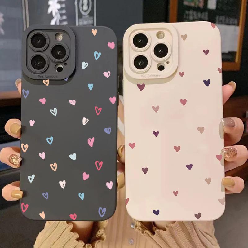 Colorful Small Love Heart Phone Case For Redmi Note 13 12 11 Pro Plus 5G 12S 11S 11 10S Redmi 13C 13 12 4G Silicone Cover