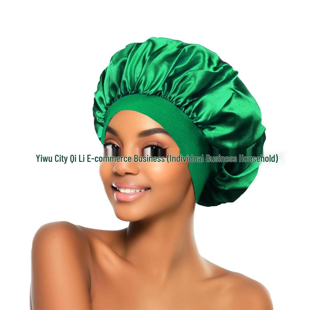 Women's Satin Wide-Brim Nightcap for Hair Care & Styling