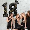 40 Inch Large Black Gold Digital Crown Aluminum Film Balloon Birthday Party Arrangement Photo Props Sticker Balloon