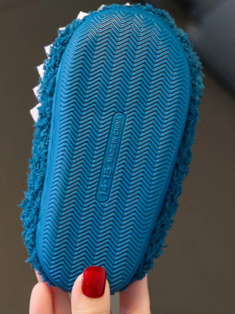 Детская теплая хлопковая обувь, осенне-зимние нескользящие удобные плюшевые тапочки с мультяшной подошвой для мальчиков и девочек