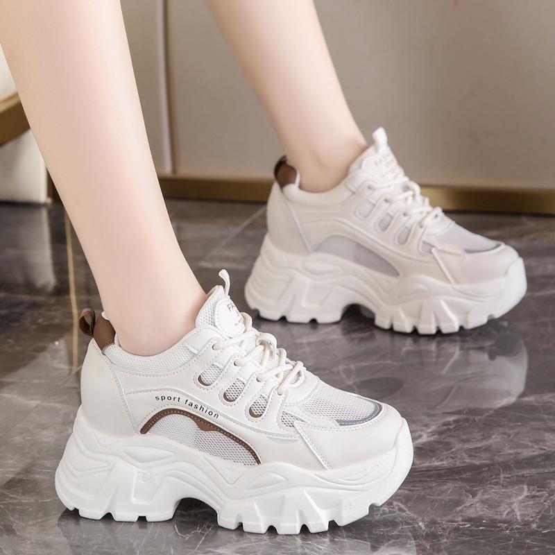 Fashion Chunky Platform Sneakers for Women 2024 Autumn Thick Bottom Vulcanize Shoes Woman Non Slip Mesh Breathable Sports Shoes Ladies