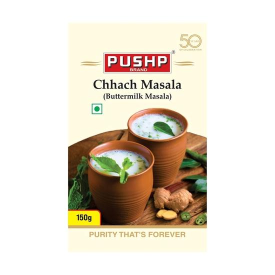 Pushp Brand Chhach Masala – банка 150 г | Мгновенный усилитель вкуса для традиционной пахты | Смесь специй для пикантного и освежающего вкуса
