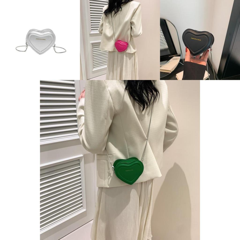 Cute And Stylish Heart-shaped Crossbody Bag For Women With Trendy Pu Material And Chic Ins Look