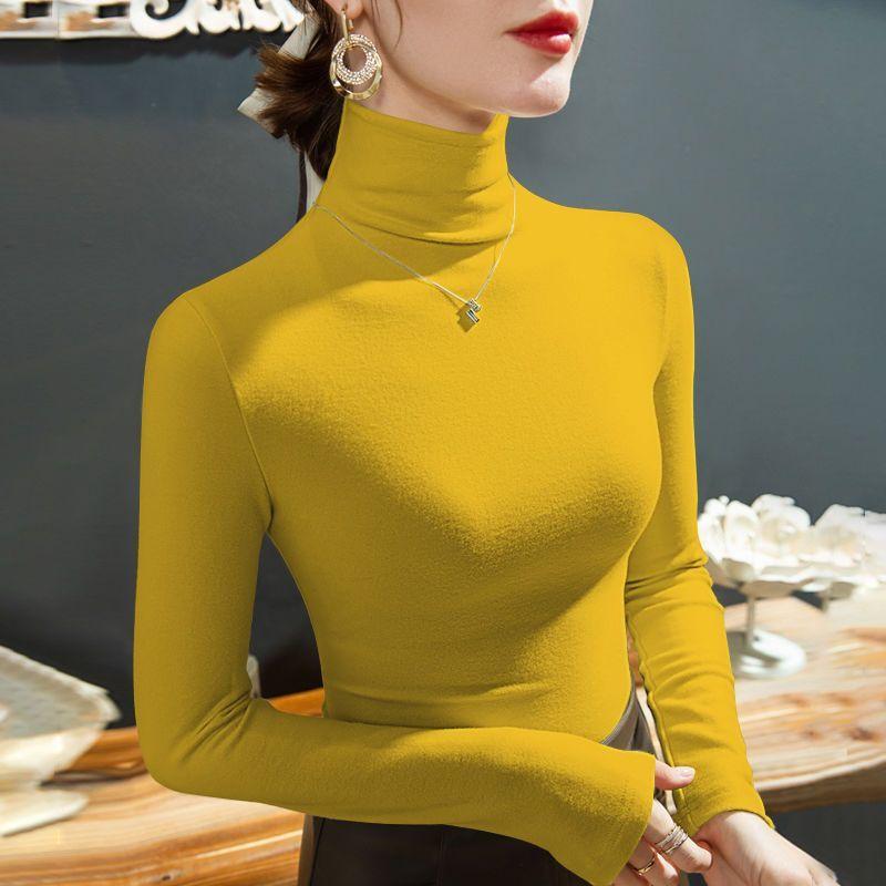 Зимняя женская теплая блузка, водолазка, пуловеры, рубашка с толстым дном для женщин