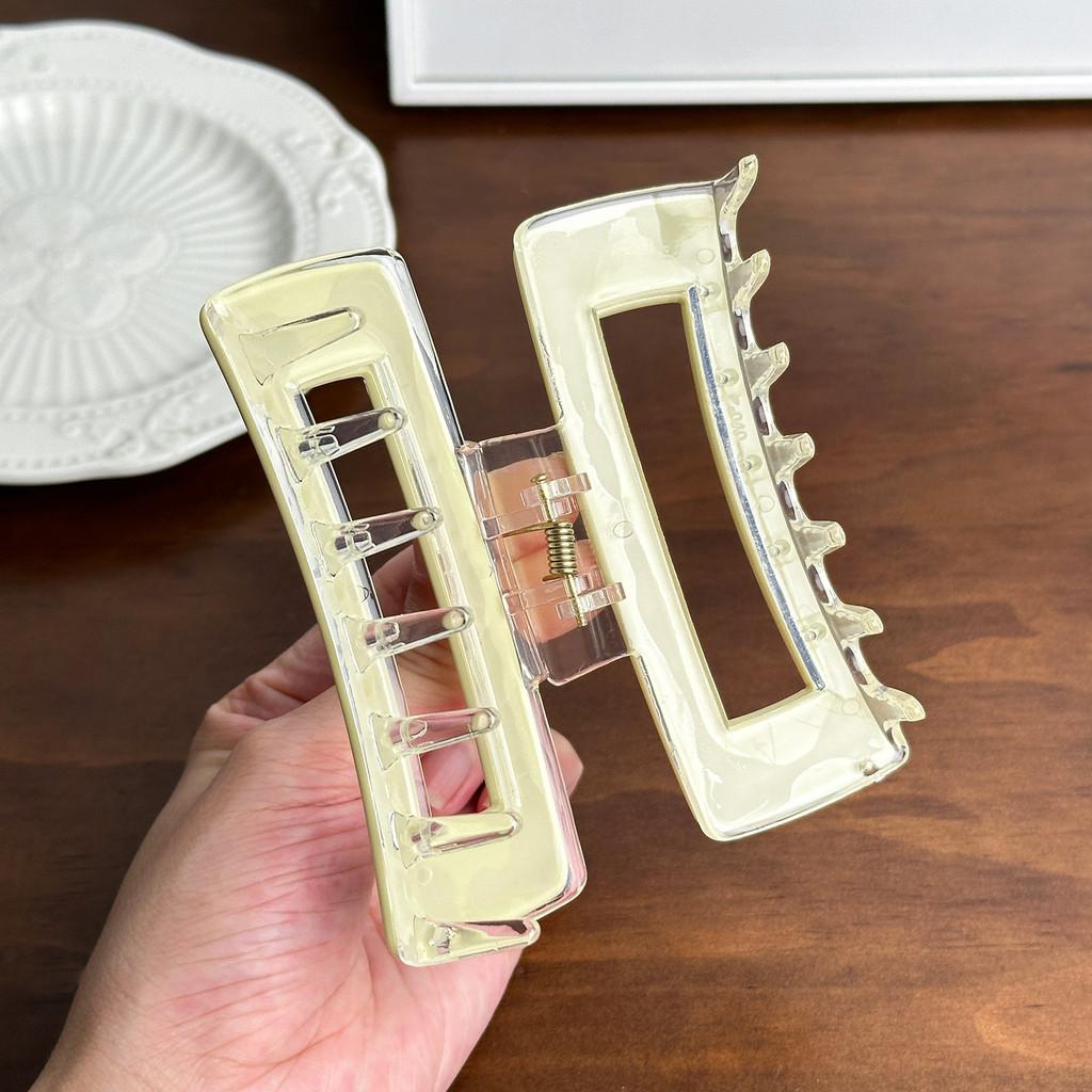 Fashionable Acrylic Square Hair Claw Clip In Milk Tea Color Perfect For Effortless Everyday Hairstyles And Trendy Office Looks