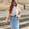 with Belt Cropped Trench Jacket Double Breasted Jackets Women Chic Autumn Winter Coat  Holiday